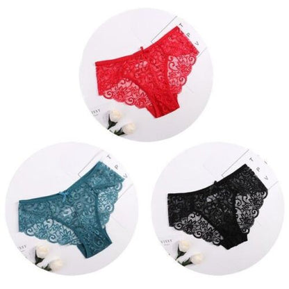 Women's Floral Bow Lace Panties Pack (Of 3)