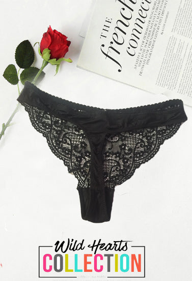 BENOTTI Feminine Black Floral Lace Thong(SOLD OUT)