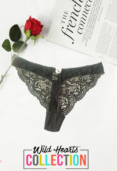 BENOTTI Feminine Black Floral Lace Thong(SOLD OUT)