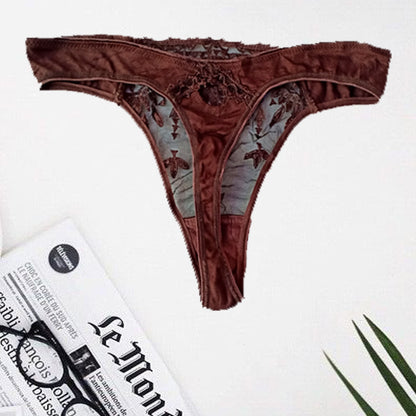 Brown Eyelash Lace Thong Panty(sold out)