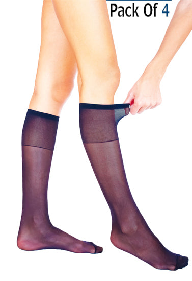 Comfort Plus Extra Elastane Sheer Knee High Hosiery Socks Pk Of 4(Sold Out)