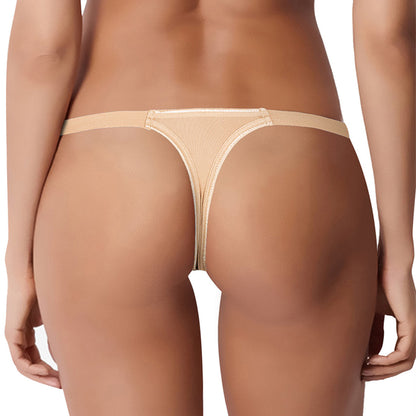 EMERSON Beige Side Lace Panel Thong
