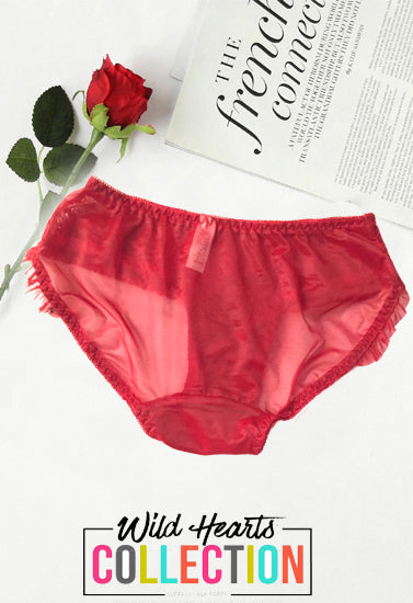 Female Perspective Luxurious Pendent Maroon Lace Brief