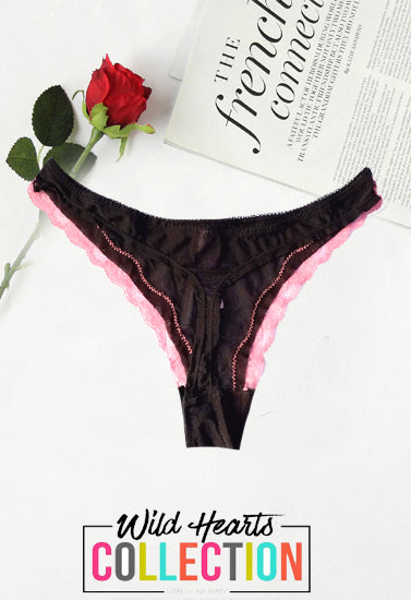Jennyfer New Floral Scalloped Lace See Through Thong + 1 Free Bra