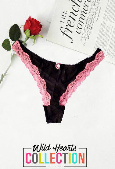 Jennyfer New Floral Scalloped Lace See Through Thong + 1 Free Bra