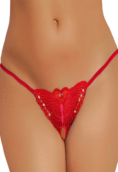 Ladies Sheer Butterfly Crotchless G-String
