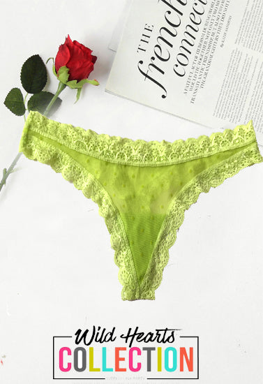 Neon Green Scalloped Lace Thong Panty(sold out)