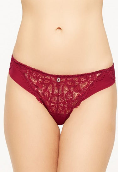 Presence Maroon Thread Embroidery Seductive Lace Thong