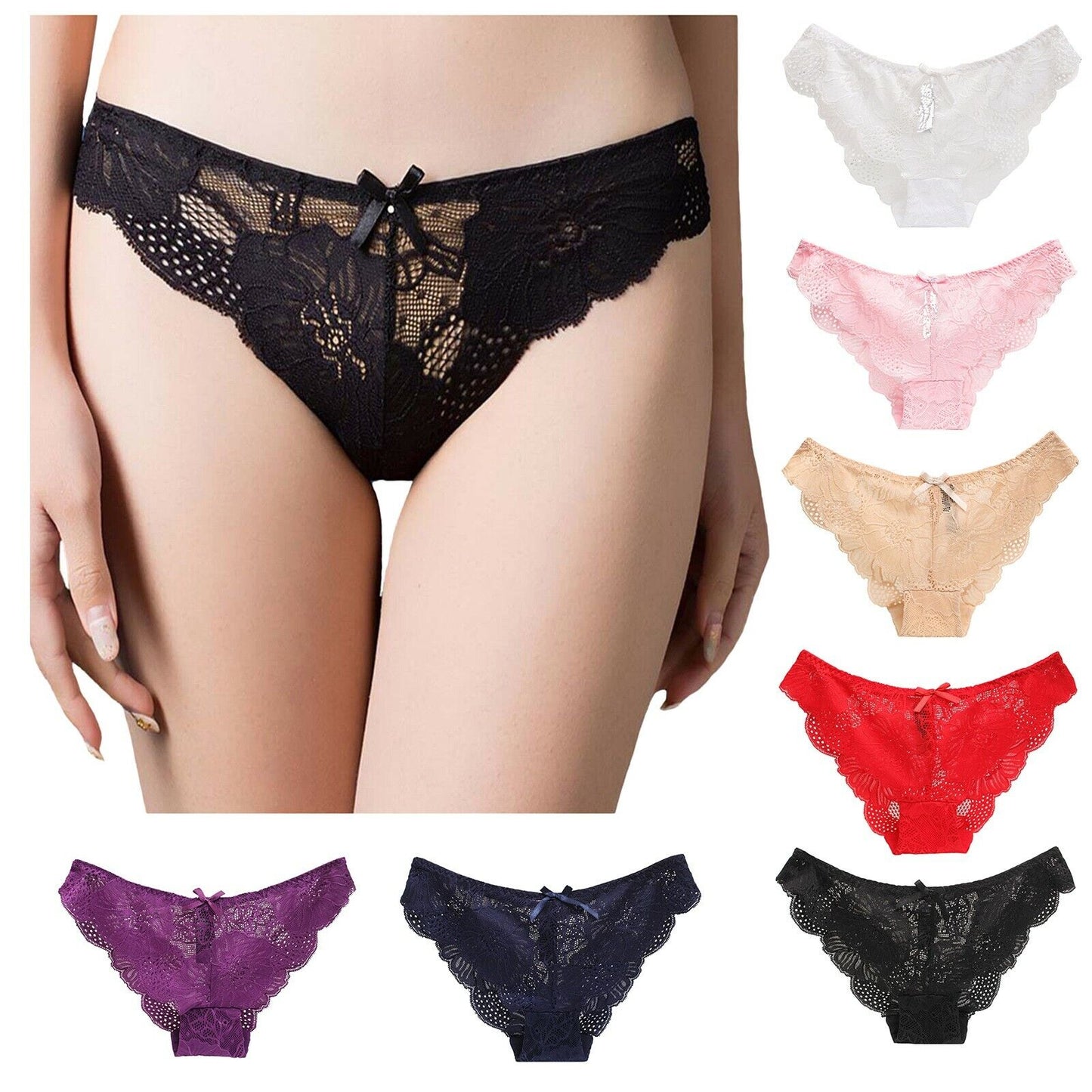 Low Waist Hollow Bow Panties Pack (of 3)