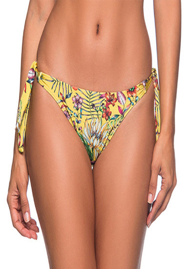 "Yellow" Floral Side Tie Bikini Bottom