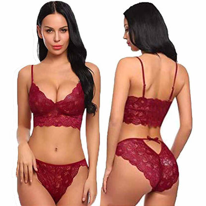 ♥Full Lacy Red Sexy Bra Set For Women's